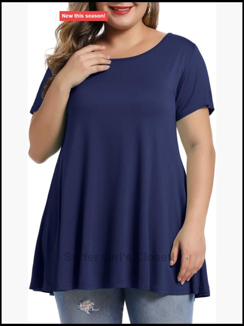 Women's Plus Size Short Sleeve Swing Tunic Tops Casual Loose Fit Flare Basic